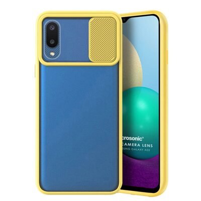 Microsonic Samsung Galaxy A02 Kılıf Slide Camera Lens Protection Sarı