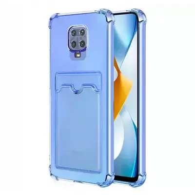 Microsonic Xiaomi Redmi Note 9 Pro Card Slot Shock Kılıf Mavi