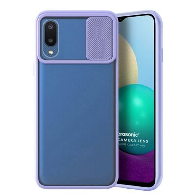 Microsonic Samsung Galaxy A02 Kılıf Slide Camera Lens Protection Lila