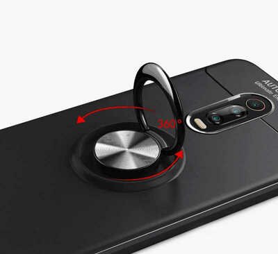 Microsonic Xiaomi Mi 9T Kılıf Kickstand Ring Holder Siyah