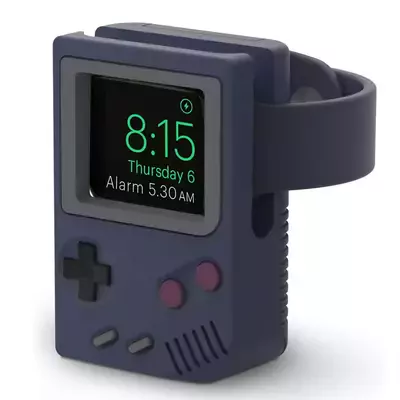 Microsonic Apple Watch 7 41mm Masaüstü Şarj Standı Gameboy Lacivert