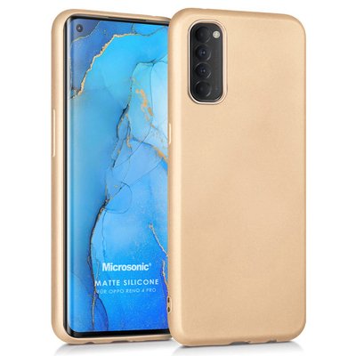 Microsonic Oppo Reno 4 Pro Kılıf Matte Silicone Gold