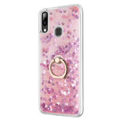 Microsonic Samsung Galaxy A20 Kılıf Glitter Liquid Holder Pembe