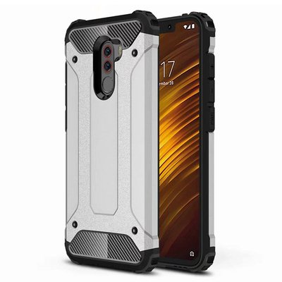 Microsonic Xiaomi Pocophone F1 Kılıf Rugged Armor Gümüş