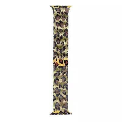 Microsonic Apple Watch Ultra Kordon Luxe Metal Leopard Sarı