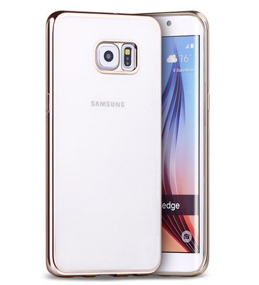 Microsonic Samsung Galaxy S6 Edge Kılıf Transparent Soft Metalik Görünümlü Gold