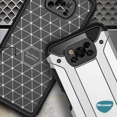 Microsonic  Xiaomi Poco X3 Pro Kılıf Rugged Armor Kırmızı