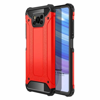 Microsonic  Xiaomi Poco X3 Pro Kılıf Rugged Armor Kırmızı