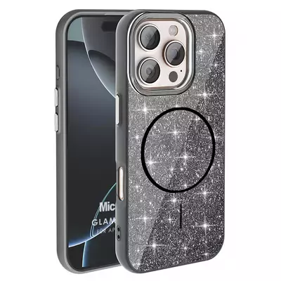 Microsonic Apple iPhone 16 Pro Kılıf GlamGrip Luxe Siyah