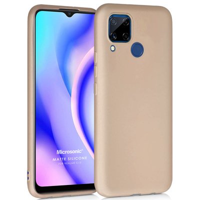 Microsonic Realme C15 Kılıf Matte Silicone Gold