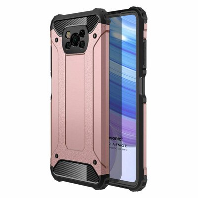 Microsonic Xiaomi Poco X3 Pro Kılıf Rugged Armor Rose Gold