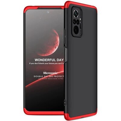 Microsonic Xiaomi Redmi Note 10 Pro Max Kılıf Double Dip 360 Protective AYS Siyah Kırmızı