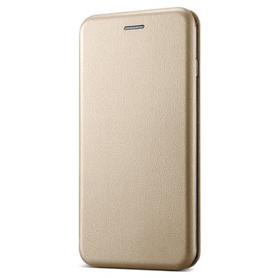 Microsonic Huawei P40 Lite Kılıf Slim Leather Design Flip Cover Gold