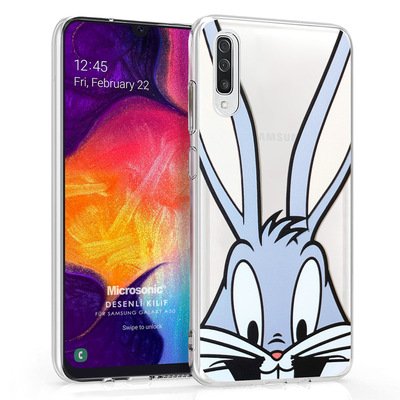 Microsonic Samsung Galaxy A50 Desenli Kılıf Mutlu Tavşan