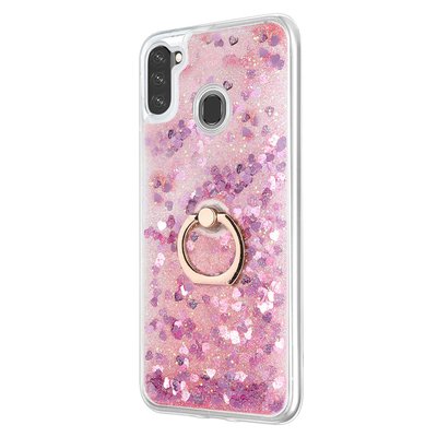 Microsonic Samsung Galaxy A11 Kılıf Glitter Liquid Holder Pembe