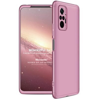 Microsonic Xiaomi Redmi Note 10 Pro Max Kılıf Double Dip 360 Protective AYS Rose Gold