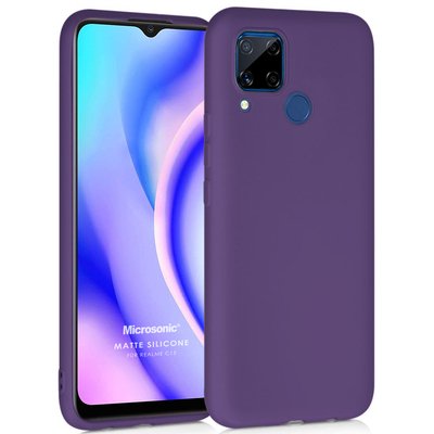 Microsonic Realme C15 Kılıf Matte Silicone Mor