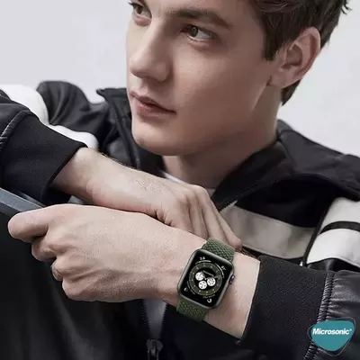Microsonic Apple Watch Series 7 45mm Kordon Braided Loop Band Renkli