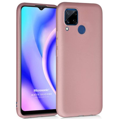 Microsonic Realme C15 Kılıf Matte Silicone Rose Gold