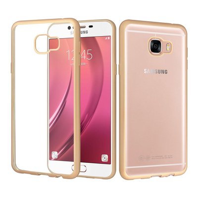 CaseUp Samsung Galaxy C5 Lazer Kesim Silikon Kılıf Gold