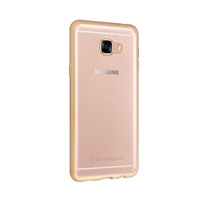 CaseUp Samsung Galaxy C5 Lazer Kesim Silikon Kılıf Gold