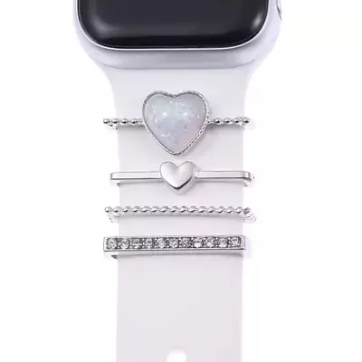 Microsonic Apple Watch Ultra Kordon Süsü Charm İnci Kalp Gümüş