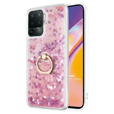 Microsonic Oppo Reno 5 Lite Kılıf Glitter Liquid Holder Pembe