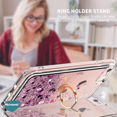 Microsonic Oppo Reno 5 Lite Kılıf Glitter Liquid Holder Pembe