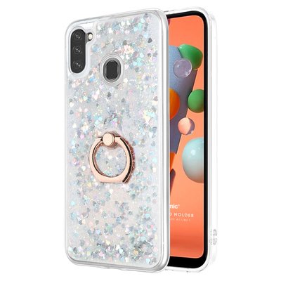 Microsonic Samsung Galaxy A11 Kılıf Glitter Liquid Holder Gümüş