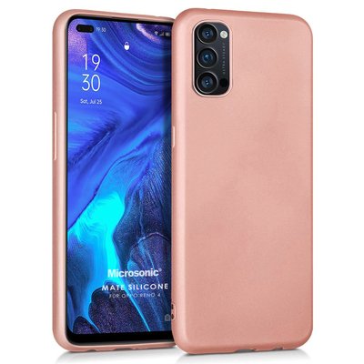 Microsonic Oppo Reno 4 Kılıf Matte Silicone Rose Gold