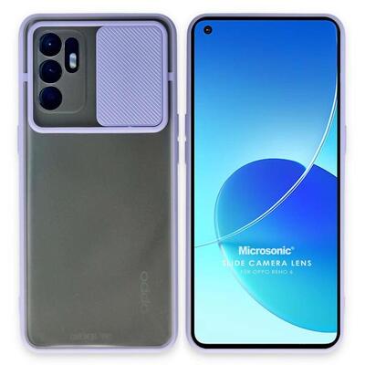 Microsonic Oppo Reno 6 4G Kılıf Slide Camera Lens Protection Lila