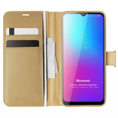 Microsonic Reeder P13 Blue Max 2021 128 GB Kılıf Delux Leather Wallet Gold