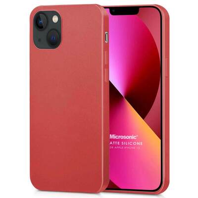 Microsonic Apple iPhone 13 Kılıf Matte Silicone Kırmızı