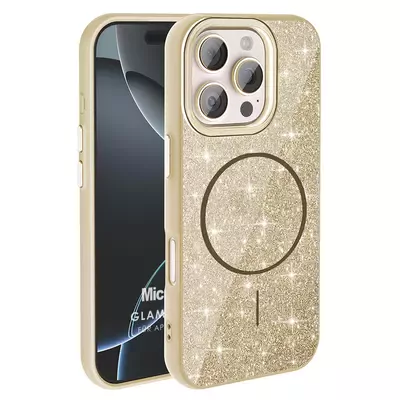 Microsonic Apple iPhone 16 Pro Max Kılıf GlamGrip Luxe Gold