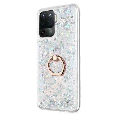 Microsonic Oppo Reno 5 Lite Kılıf Glitter Liquid Holder Gümüş