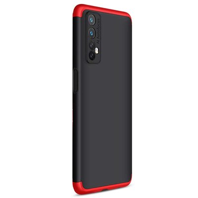 Microsonic Realme 7 Kılıf Double Dip 360 Protective AYS Siyah Kırmızı