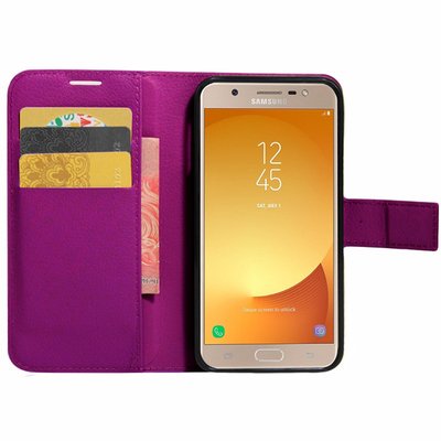 Microsonic Samsung Galaxy J7 Max Cüzdanlı Deri Kılıf Mor