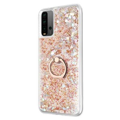 Microsonic Xiaomi Redmi 9T Kılıf Glitter Liquid Holder Gold