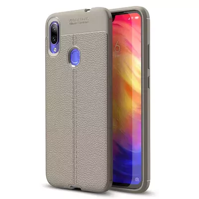 Microsonic Xiaomi Redmi Note 7 Kılıf Deri Dokulu Silikon Gri