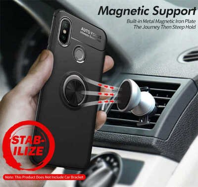 Microsonic Xiaomi Redmi Note 7 Kılıf Kickstand Ring Holder Lacivert