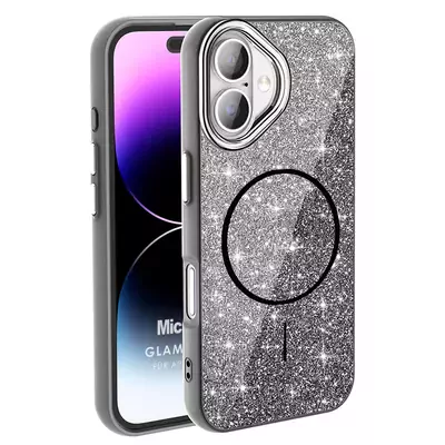 Microsonic Apple iPhone 16 Kılıf GlamGrip Luxe Siyah
