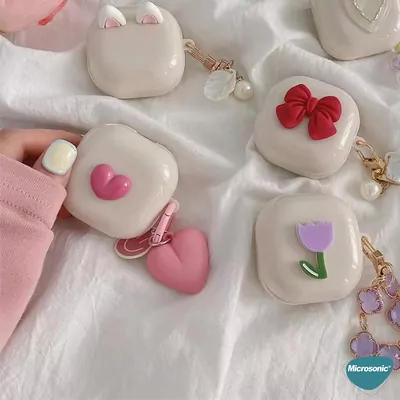 Microsonic Samsung Galaxy Buds Core Kılıf Cherry Figürlü Bej
