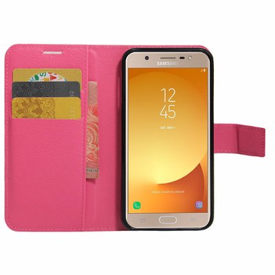 Microsonic Samsung Galaxy J7 Max Cüzdanlı Deri Kılıf Pembe