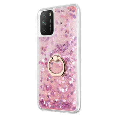 Microsonic Xiaomi Poco M3 Kılıf Glitter Liquid Holder Pembe