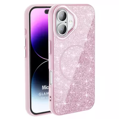 Microsonic Apple iPhone 16 Kılıf GlamGrip Luxe Pembe