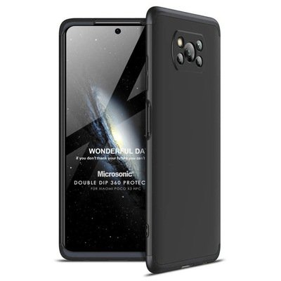 Microsonic Xiaomi Poco X3 Pro Kılıf Double Dip 360 Protective AYS Siyah