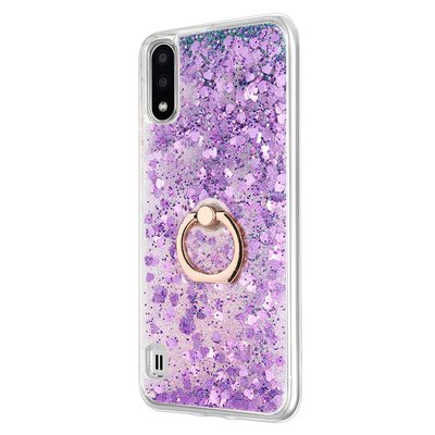 Microsonic Samsung Galaxy A01 Kılıf Glitter Liquid Holder Mor