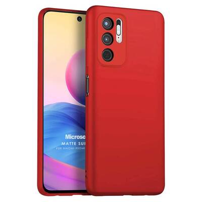 Microsonic Xiaomi Redmi Note 10 5G Kılıf Matte Silicone Kırmızı