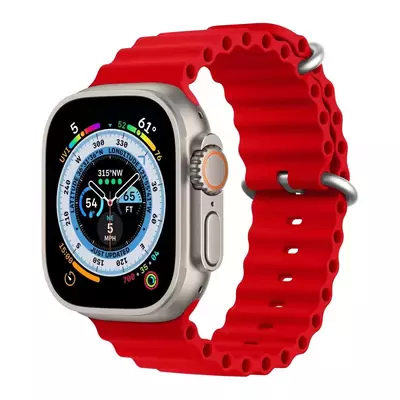 Microsonic Apple Watch Series 9 45mm Kordon Ocean Band Kırmızı