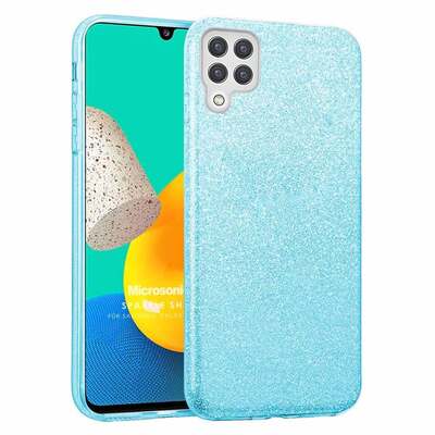 Microsonic Samsung Galaxy M22 Kılıf Sparkle Shiny Mavi